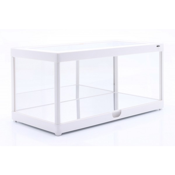 Vitrine individuelle avec éclairage LED et miroir pour modèles réduits de voitures à l'échelle 1/18 blanc