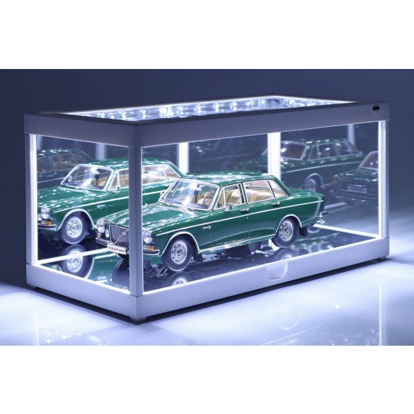 Single display case with LED lighting and mirror for 1/18 scale model cars white