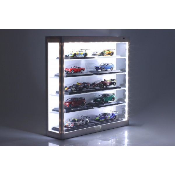 Vitrine avec éclairage LED pour modèles réduits de voitures à l'échelle 1/43, 1/64 blanc