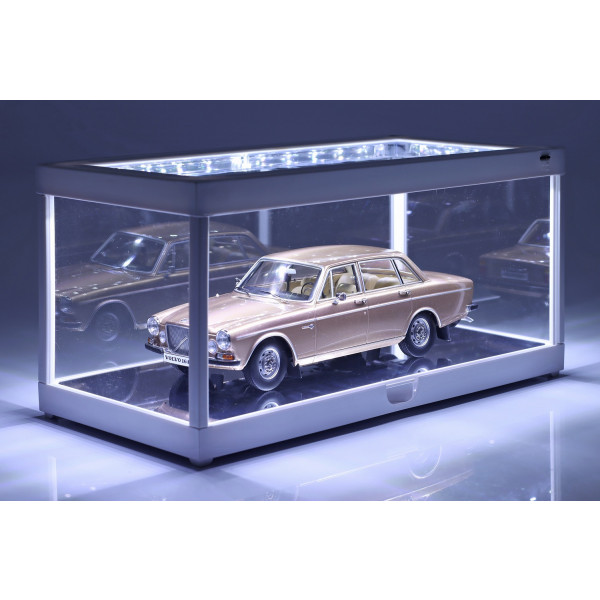 Vitrina individual con iluminación LED para maquetas de coches a escala 1/18 blanco