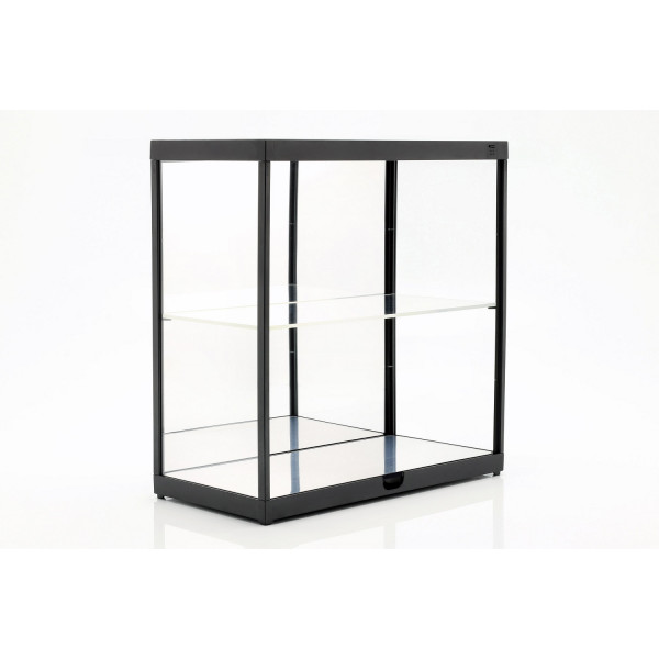 Vitrine double avec éclairage LED et miroir pour modèles réduits de voitures à l'échelle 1/18 noir